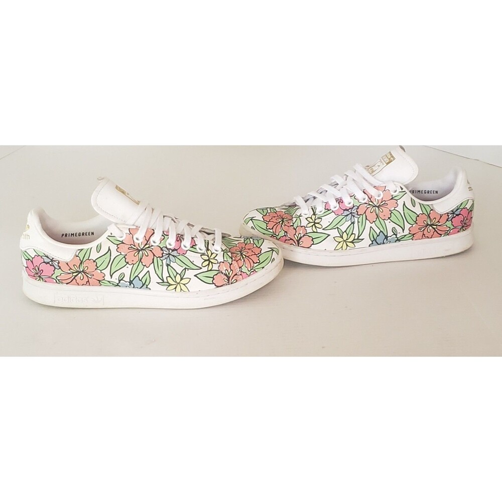 Adidas Stan Smith Womens Leather Originals   Floral Print Primegreen Size 10 - Picture 6 of 16